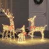 vidaXL Reindeer Family 3 pcs Warm white 67 x 26 x 127 cm PET