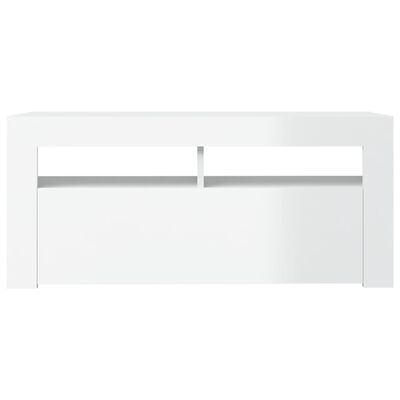vidaXL TV Cabinet with LED Lights High Gloss White 90x35x40 cm