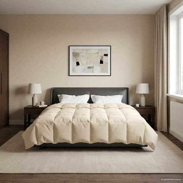 vidaXL Winter Duvet Quilted Cream 200 x 200 cm Microfiber