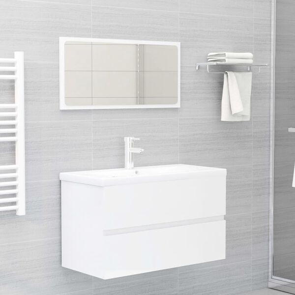 vidaXL Bathroom Furniture Set High Gloss White Engineered Wood