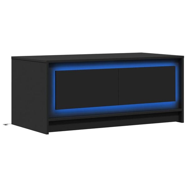 vidaXL Coffee Table with LED Lights Black Engineered Wood