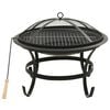 vidaXL 2-in-1 Fire Pit and BBQ with Poker 56x56x49 cm Steel