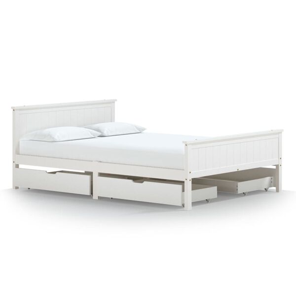 vidaXL Bed Frame without Mattress White Solid Wood Pine 140x200 cm