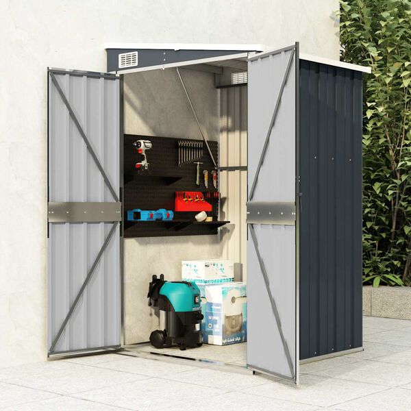 vidaXL Wall-mounted Garden Shed Anthracite 118x100x178 cm Steel