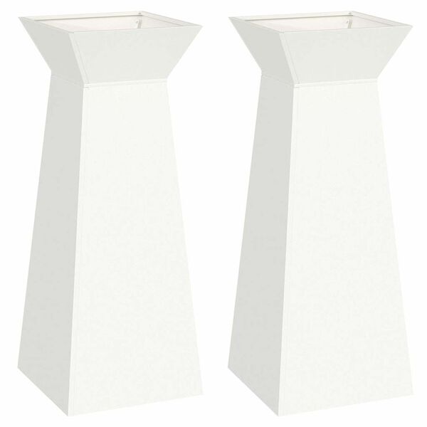 vidaXL Pillar Planter 2 pcs White 40 x 40 x 100 cm