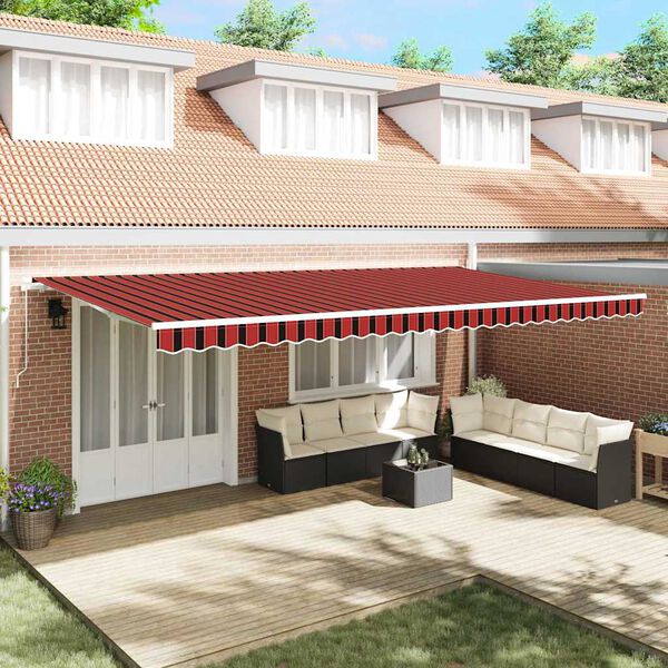 vidaXL Retractable Awning Manual Orange and Brown 600 x 350 cm
