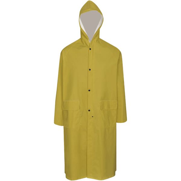 vidaXL Waterproof Heavy-duty Long Raincoat with Hood Yellow XL