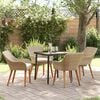 vidaXL Garden Dining Set with Cushion 5 pcs Beige Poly Rattan