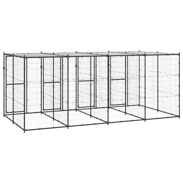 vidaXL Outdoor Dog Kennel Steel with Roof 9.68 m&sup2;