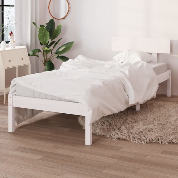 vidaXL Bed Frame without Mattress White Solid Wood 90x200 cm