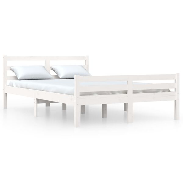 vidaXL Bed Frame without Mattress White Solid Wood 140x200 cm