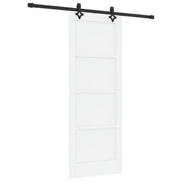 vidaXL Sliding Door White and Black 78 x 202 cm Solid Pine Wood