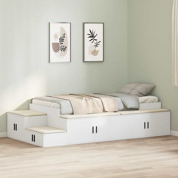 vidaXL Storage Bed Frame White 244 x 127 x 53.5 cm Engineered wood