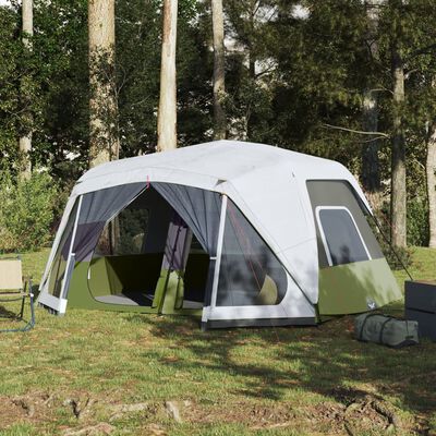 vidaXL Camping Tent with LED Light 10-Person Green Light Green
