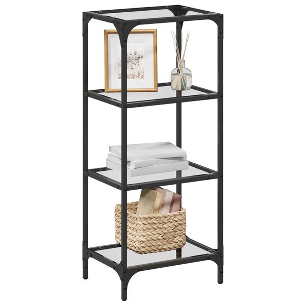 vidaXL Storage Rack with Transparent Glass Top 40x30x95 cm Steel