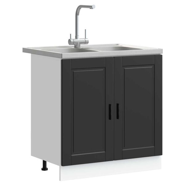 vidaXL Sink Base Cabinet Porto Black 80 x 46 x 81.5 cm Engineered wood