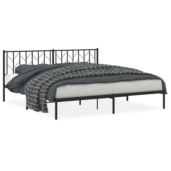 vidaXL Metal Bed Frame without Mattress with Headboard Black 193x203cm
