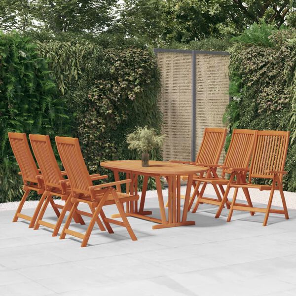 vidaXL 7 Piece Garden Dining Set Solid Wood Eucalyptus