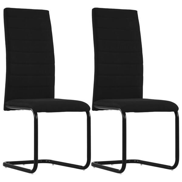 vidaXL Cantilever Dining Chairs 2 pcs Black Fabric