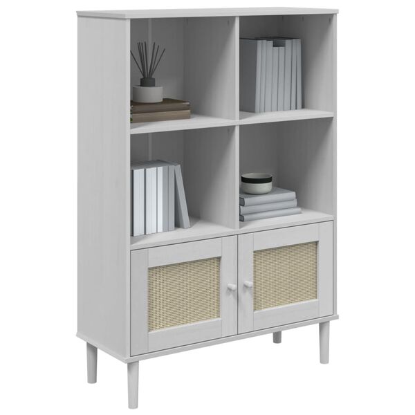 vidaXL Bookcase SENJA Rattan Look White 90x35x130 cm Solid Wood Pine
