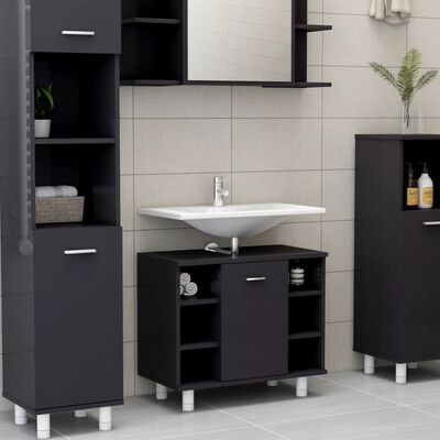 vidaXL Bathroom Cabinet High Gloss Grey 60x32x53.5 cm Engineered Wood