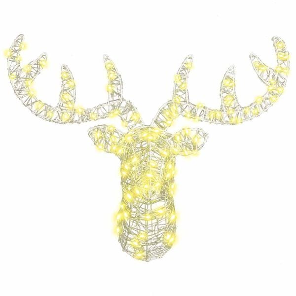 vidaXL Reindeer Head with 140 LEDs Warm white 60 cm Acrylic