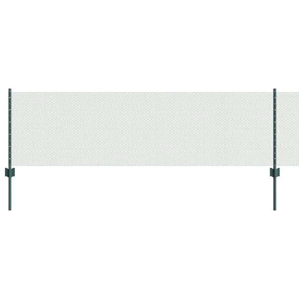 vidaXL Fence with Post Green 0.6 x 10 m Steel and PVC