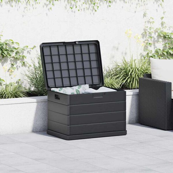 vidaXL Garden Storage Box Anthracite 77.5 x 54.5 x 53 cm Plastic