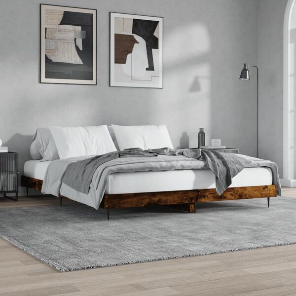 vidaXL Bed Frame without Mattress Smoked Oak 200x200 cm Engineered Wood