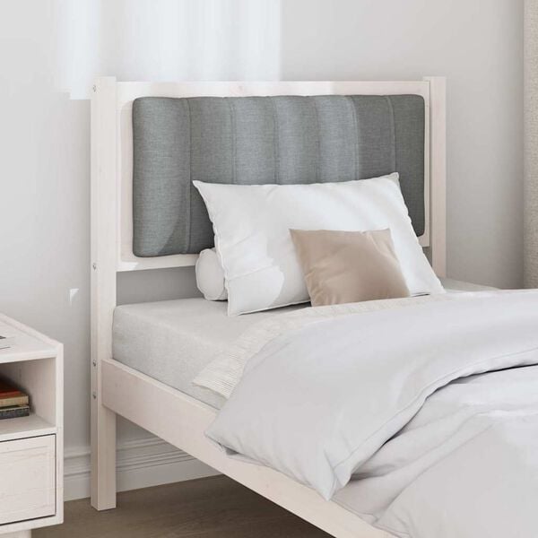 vidaXL Upholstered Headboard White 80 cm Solid Pine Wood