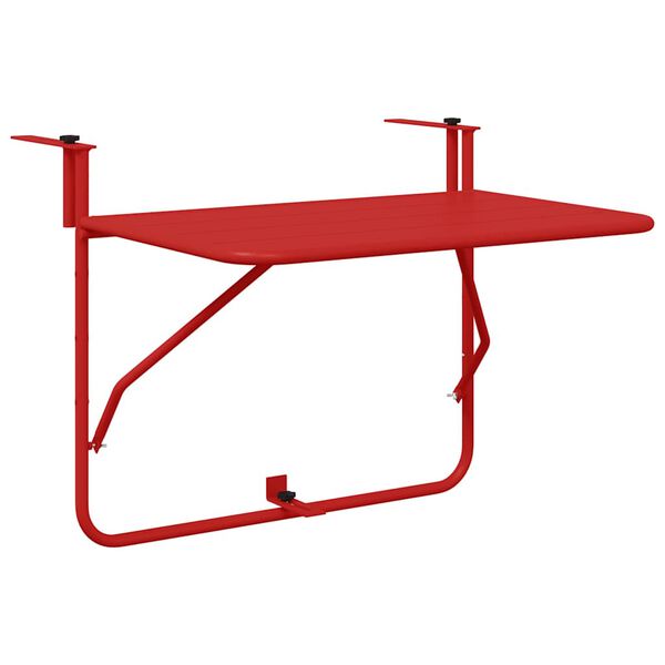 vidaXL Hanging Balcony Table Red 60 x 39 x 65 cm Steel