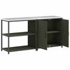 vidaXL Kitchen Storage Set with Shelf 2 pcs Olive Green Steel