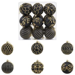 vidaXL Christmas Ball Set XL 18 pcs Black and Gold 8 cm Polystyrene