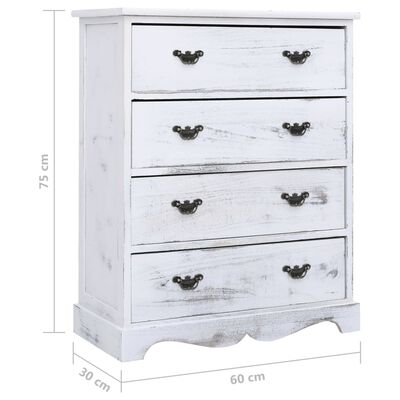 vidaXL Drawer Cabinet White 60x30x75 cm Wood