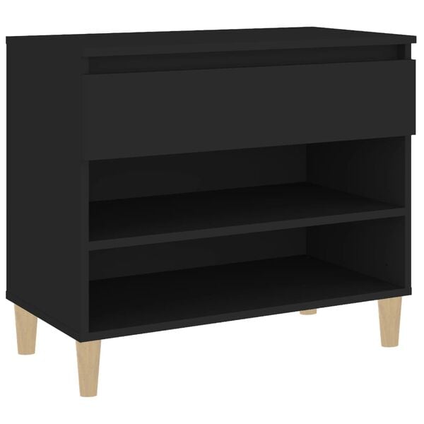 vidaXL Shoe Cabinet Black 70x36x60 cm Engineered Wood