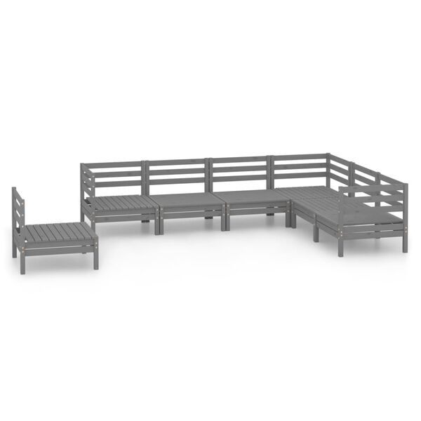 vidaXL 7 Piece Garden Lounge Set Solid Wood Pine Grey