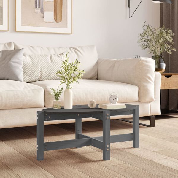 vidaXL Coffee Table Grey 87x48x35 cm Solid Wood Pine