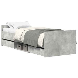 vidaXL Bed Frame without Mattress Concrete Grey 75x190 cm Small Single