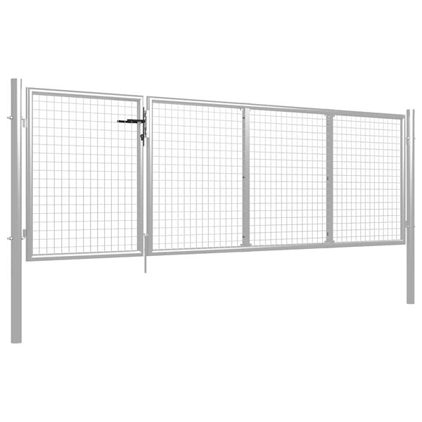 vidaXL Garden Gate Steel 350x75 cm Silver