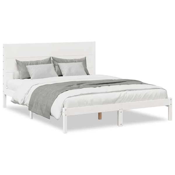 vidaXL Extra Long Bed Frame without Mattress White 140x210 cm Solid Wood
