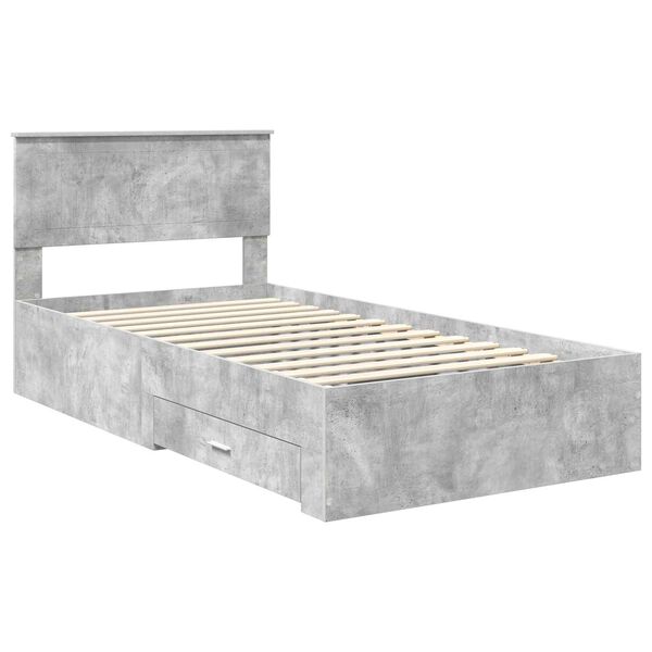 vidaXL Bed Frame Concrete Grey 100 x 200 cm Engineered Wood