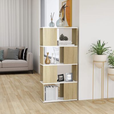 vidaXL Book Cabinet Room Divider White and Sonoma Oak 60x24x124.5 cm