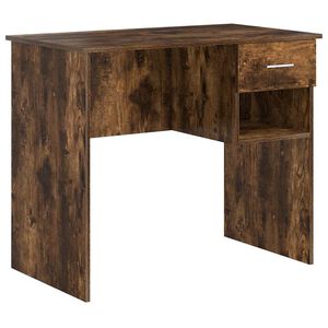 vidaXL Desk with Drawer Smoked Oak 90 x 49 x 75 cm Engineered Wood