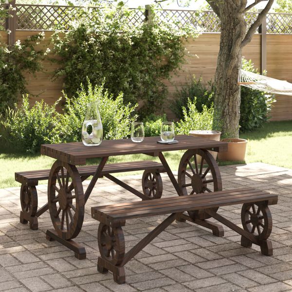vidaXL 3 Piece Garden Dining Set Solid Wood Fir