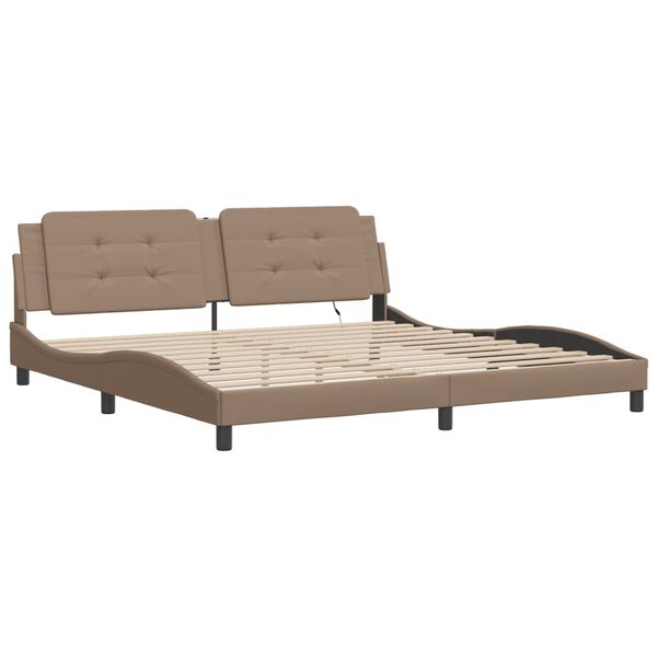 vidaXL Bed Frame with LED without Mattress "Zadar" Cappuccino 200x200 cm