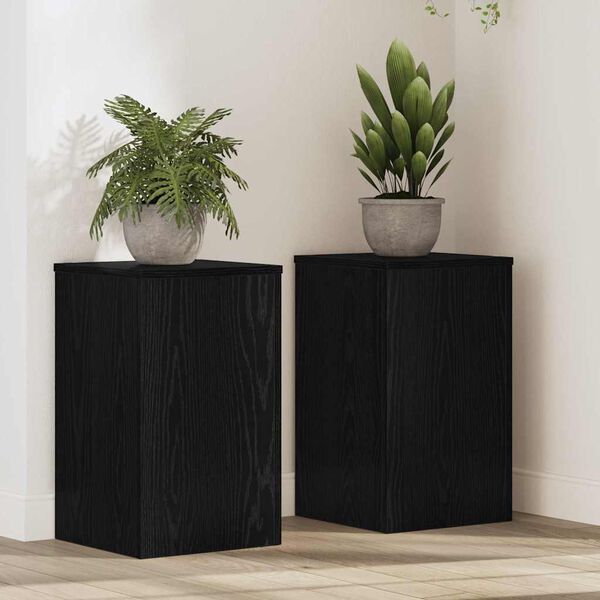 vidaXL Plant Stand 2 pcs Black Oak 30 x 30 x 50 cm Engineered Wood