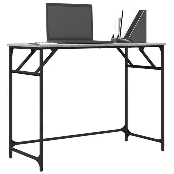 vidaXL Desk Grey Sonoma 100x45x76 cm Engineered Wood and Powder-coated Steel