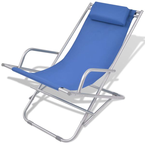 vidaXL Reclining Deck Chairs 2 pcs Steel Blue