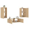 vidaXL 3 Piece TV Wall Cabinets with LED Lights Sonoma Oak