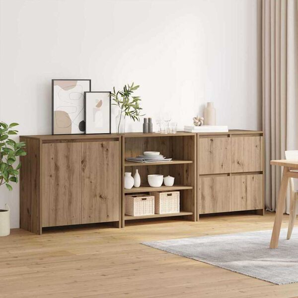 vidaXL Sideboard 3 pcs Artisan Oak 70 x 41 x 75 cm Engineered Wood